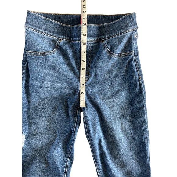 Spanx Distressed Ankle Skinny Jeans Medium Wash Pull On Size M 20203R $98 - Picture 8 of 12